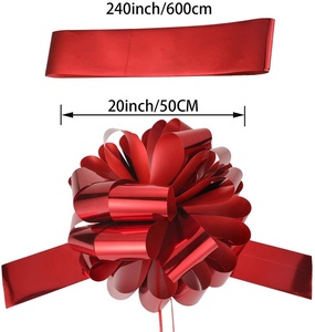Grand nœud décoratif géant <span class=keywords><strong>rouge</strong></span> et or de 23 à 30 pouces en <span class=keywords><strong>ruban</strong></span> PP pour <span class=keywords><strong>voiture</strong></span>, <span class=keywords><strong>cadeau</strong></span>, porte, anniversaire, maison - Product Image 3