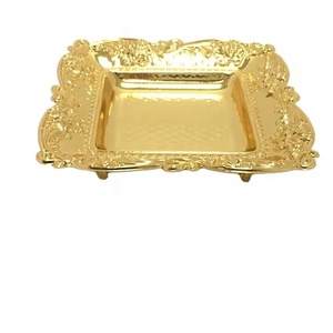 Hot Selling Wholesale Luxury Golden <strong>Rectangular</strong> Tray Silver <strong>Plastic</strong> <strong>Serving</strong> Tray Gold Decorative <strong>Serving</strong> Trays - Product Image 1