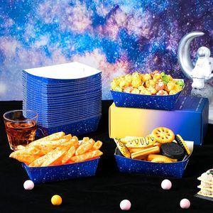 Galaxy Starry Night Paper Food Boats Snack Candy Popcorn Nacho Hot Dog Bandejas Tazón para servir para Buffet Decoraciones para fiesta de cumpleaños - Product Image 6