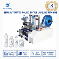 Machine d'étiquetage semi-automatique pour bouteilles rondes Orshang, haute précision, applicateur d'étiquettes autocollantes, machine à coller des étiquettes