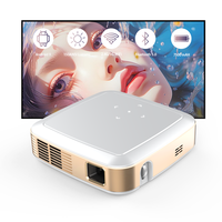 Projecteur LED de poche double WiFi DLP avec Android 9 4K Video Mapping 2 * Speakers Home Cinema Wireless Miracast Camping Projectors