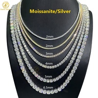Collier Chaîne Tennis Hip Hop Iced Out en Argent Sterling 925 avec Diamants Moissanite Couleur D Blanc VVS 2MM 3MM 4MM 5MM 6.5MM pour Femme