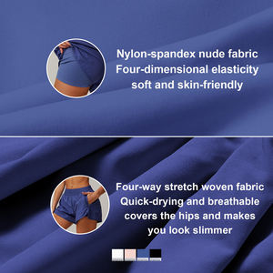 Pantalones cortos de Yoga de secado rápido sin costuras de cintura alta con forro incorporado-Control de barriga Levantamiento de glúteos Correr Gimnasio Entrenamiento Pantalones cortos atléticos - Product Image 5