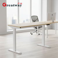Table de bureau électrique réglable ergonomique Greatway QF-126, table de bureau debout silencieuse et durable, pieds de table réglables