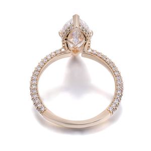 Produits de haute qualité certifiés IGI, bague de fiançailles en or massif 14 carats avec halo de diamants, diamant de laboratoire taille marquise 2 carats - Product Image 3