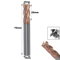 Fraises personnalisées CNC up Cut Spiral Wood Metal Fraise carbure monobloc 4 cannelures -- 10mm Shank up Helical ZrN Coat