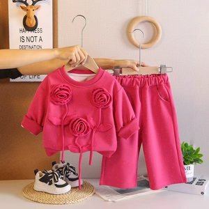 Ensemble de vêtements pour <span class=keywords><strong>fille</strong></span> 2026, ensemble de survêtement rose à fleurs 3D, ensemble de <span class=keywords><strong>2</strong></span> pièces - Product Image 6