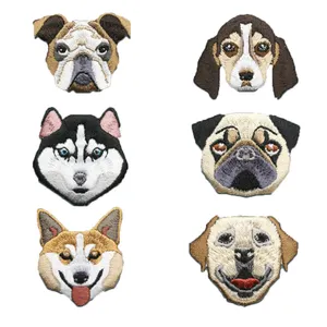 Nette Hunde Cartoon Tier benutzer definierte Eisen auf Stickerei Patches für Kleidung