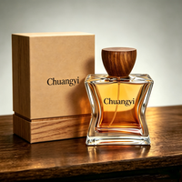 Flacon de parfum en verre transparent de luxe 100 ml vide avec bouchon en bois, logo personnalisé, atomiseur, emballage cadeau