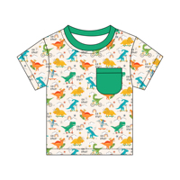 T-shirt bébé personnalisé en bambou et élasthanne à manches courtes avec poche, haut respirant pour tout-petit, vêtements unisexes pour enfants