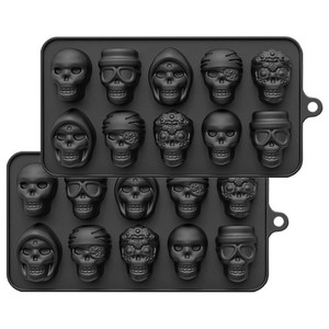 <span class=keywords><strong>Moule</strong></span> à <span class=keywords><strong>gâteau</strong></span> en silicone 10 grilles 5 styles Crâne <span class=keywords><strong>Cerveau</strong></span> <span class=keywords><strong>Halloween</strong></span> pour la cuisson de bonbons et chocolats, fabriqué en Chine, emballé individuellement - Product Image 1
