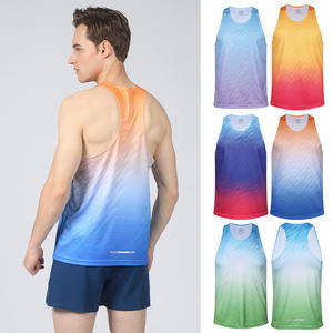 Camiseta Deportiva Personalizada Sublimada para Hombre, de Secado Rápido, Reflectante, Estilo Racerback, para Maratón, Running, sin Mangas - Product Image 1