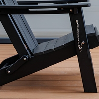Chaise Adirondack pliable noire en HDPE, siège de salon d'extérieur, pour patio, bord de piscine, plage, balcon, meubles de jardin