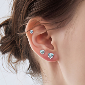 Pendientes de tuerca solitarios minimalistas coreanos de moissanita con corte brillante redondo VVS GRA de 0.1 ct a 2 ct, engaste de garra de oro laminado de 14K - Product Image 4