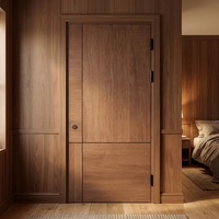 Puerta Interior de Diseño Geométrico Moderno para Casa, Puerta de Madera Sólida Impermeable Precolgada con Chapa Americana para Dormitorio y Baño