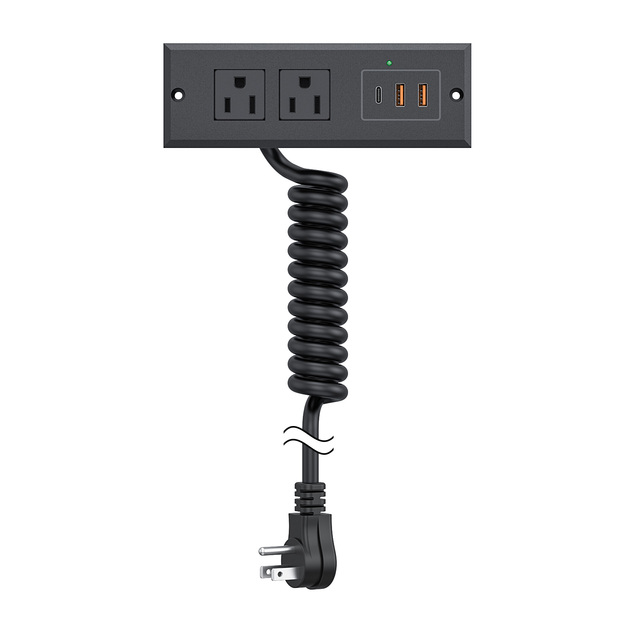 High Quality 20W Flush Mounted Power Outlet Socket ABS Bedside Cabinet Hidden Socket Furniture Drawer Outlet Spring Cable 125V