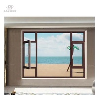 Aislamiento a prueba de viento Doble acristalamiento Aluminio Exterior a interior Ventana abatible