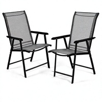 Chaise de jardin pliante en métal noir, design moderne, imperméable, légère, portable, pour extérieur, villa, salon, patio, siège lounge en maille