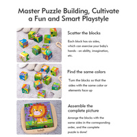 Jouets sensoriels en bois Montessori pour enfants de 1 à 3 ans, puzzle géant d'animaux sauvages éducatif avec personnalisation