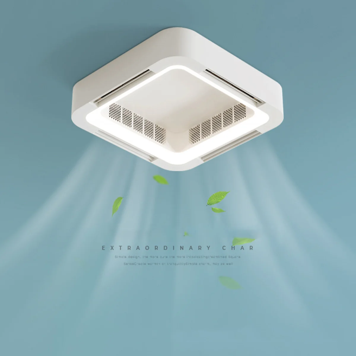 New Leafless Ceiling Fan Light, Chandelier Bladeless Fan Light 58cm 110V/220V Ultra-thin LED Lamp with Remote Control +APP