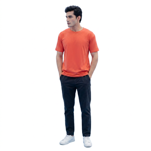 Camiseta de Manga Corta para Hombre, Color Sólido, Informal, 100% Algodón de Punto, 220g, Algodón Puro, con Logotipo Estampado - Product Image 1
