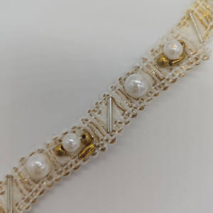 KUQI Garniture de luxe faite à la main en perles avec des perles dorées et un tube métallique argenté <span class=keywords><strong>pour</strong></span> robe de mariée et vêtements G005 - Product Image 3