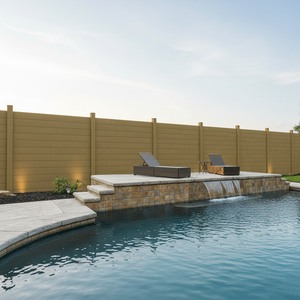 Clôture de jardin moderne en composite <span class=keywords><strong>bois</strong></span>-plastique avec poteaux en aluminium fixés - Product Image 5