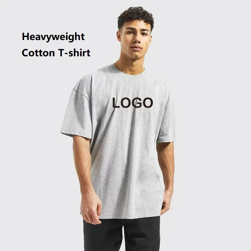 Wholesale Custom Digital DTG Printed Heavyweight Oversized Drop Shoulder Thick 100% Cotton Men Women Unisex Tee T Shirt