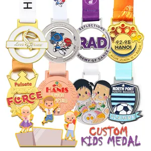 Factory Design Sports Race Award Gold Silver Kids Children's 3D Marathon Running Mini Size Medals For School Souvenir