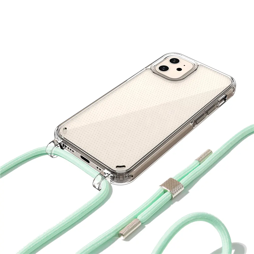 Drop shipping Lanyard Necklace Cross body Phone case Cover trasparente trasparente in acrilico duro per Samsung A42 5G A426 A726
