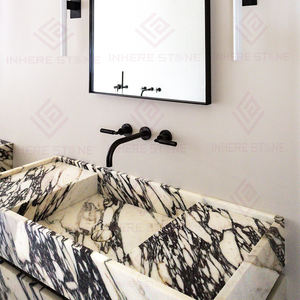 Mobile Lavabo di Lusso Moderno in Marmo Calacatta Viola Italiano, Vanità Autoportante con 2 Cassetti per <span class=keywords><strong>Bagno</strong></span> di Villa - Product Image 3