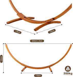 Amaca con telaio con 2 amache 200 kg capacità di carico robusto telaio ad arco in legno massello di pino per giardino Patio e balcone - Product Image 2