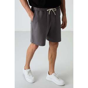 Shorts pour hommes en coton gris foncé, épais, doux, texturés, coupe confortable, basiques - 81274 - Gris foncé - Product Image 3