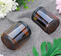 120ml 120g 4 oz Bocaux en verre ambré à face droite avec couvercle en plastique
