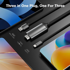 Nhà Máy Giá 3 trong 1 USB để HDTV 2K cáp 2m 6FT âm thanh không dây Microphone cho iPhone iPad di động máy tính xách tay TV chiếu màn hình - Product Image 3