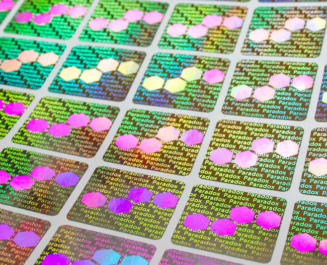 Holographic paper vinyl stickers custom scratch off unique QR code 3 layers flip off hologram sticker with serial number