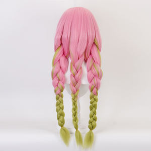 Peluca de <span class=keywords><strong>Cosplay</strong></span> Ainizi de Alta Calidad, Estilo <span class=keywords><strong>Anime</strong></span> Japonés, Demon Slayer, Kanroji <span class=keywords><strong>Mitsuri</strong></span>, Trenza Triple, Súper Gruesa, para Mujer - Product Image 6