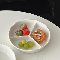 Assiettes en céramique blanches à 3 compartiments avec logo personnalisé, assiettes de restaurant, assiettes à fruits, assiettes à compartiments