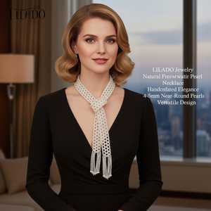 Collar de Perlas de Agua Dulce Naturales Largas WENCHI, Elegante Collar de Perlas de 800g - Product Image 4