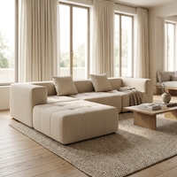 Canapé moderne en velours en forme de U, design minimaliste, garnissage en éponge, housse en laine d'agneau, portable et amovible pour petits appartements