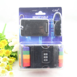 Candado de combinación CJSJ con correa para equipaje, reajustable, de 3 dígitos, negro, juego de viaje para la seguridad de la maleta - Product Image 1