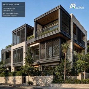 Sistema de Persianas de Aluminio Motorizadas y Giratorias con Motor <span class=keywords><strong>Somfy</strong></span> para Patio Exterior de Villas de Lujo, Protección Solar y Control de Lluvia - Product Image 2