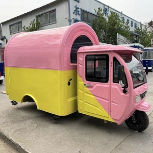 Camion de nourriture électrique rose à 3 roues, chariot mobile pour boissons, camion de café de rue à vendre, tricycle électrique pour la vente de nourriture - Product Image 1