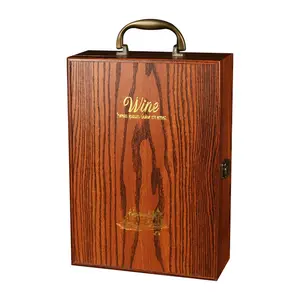 Caixa de madeira para presente de vinho de luxo personalizada, caixa de madeira feita à mão para garrafas de vinho, embalagem para armazenamento de vinho, chá e uísque