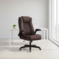 Chaise de bureau de direction en cuir PU, design ergonomique moderne pour PDG, directeur, patron, avec accoudoirs et appui-tête fixes