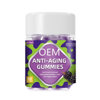 Gummies de suppléments à base de plantes anti-âge pour adultes en vrac, 60 unités, sans sucre, favorisant l'éclat de la peau, support OEM, marque privée