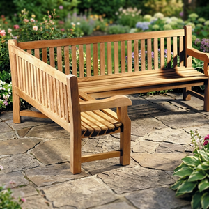 Banc d'angle de jardin moderne en teck massif, durable, pour hôtel, parc et terrasse, utilisation en extérieur - Product Image 3