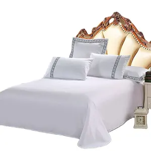 Offre Spéciale 300tc tissu de coton satiné biologique blanc 100% coton tissu pour drap de lit d'hôtel