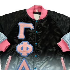 Chaquetas de hombre Varsity con letras de dos tonos, chaqueta Bomber de satén con bordado personalizado, chaqueta universitaria de hermandad de mujeres para hombre - Product Image 2