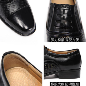 Zapatos Oxford de cuero negro para hombre, formales, de vestir, para boda, negocios, casuales, con cordones, punta en pico, de cuero genuino con malla en la parte superior. - Product Image 5
